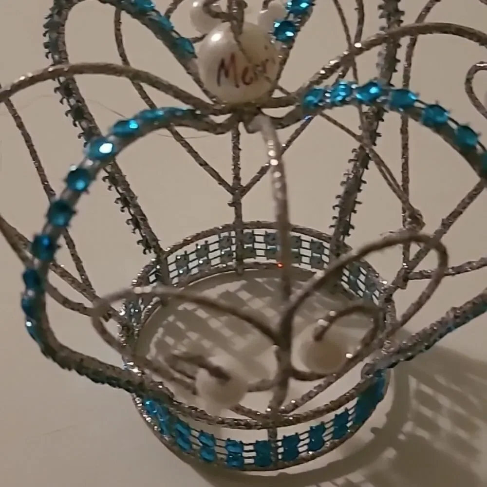 2017 Silver and Blue Decorative Crown Ornament